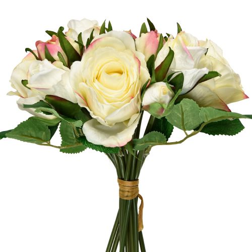 Floristik24 Roses Artificielles Roses Artificielles Jaunes Bouquet Décoratif 29cm 12pcs