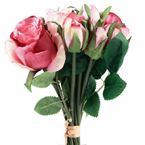 Floristik24 Roses Artificielles Roses Artificielles Roses Bouquet Décoratif 29cm 12pcs