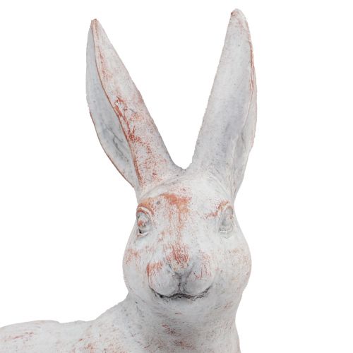 Lapin assis lapin décoratif pierre artificielle blanc marron 15,5x8,5x22cm