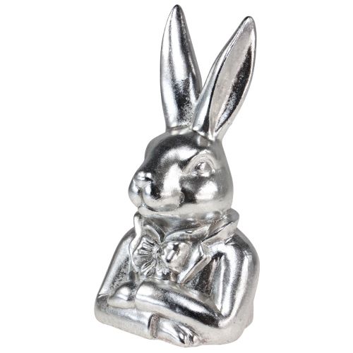 Article Lapin de Pâques décoratif Buste de lapin décoratif en céramique argentée H23cm