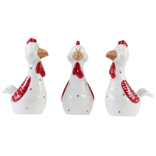 Floristik24 Poulets décoratifs figurines de décoration de Pâques décoration en céramique 15cm 3pcs