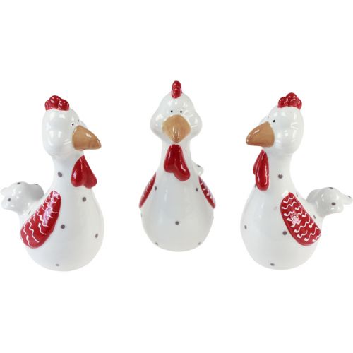 Article Poulets décoratifs figurines de décoration de Pâques décoration en céramique 15cm 3pcs
