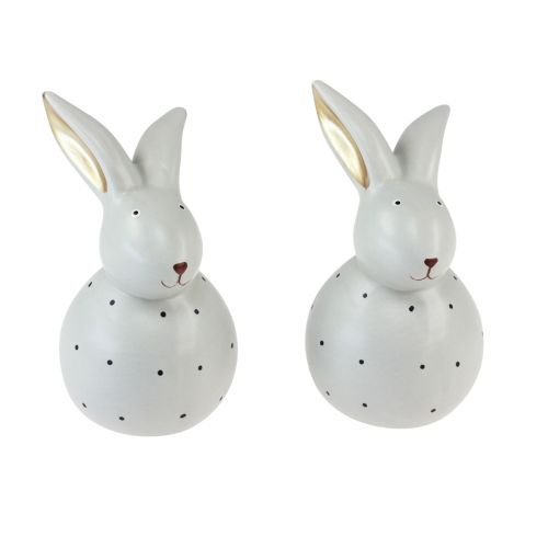 Floristik24 Figurines décoratives lapin de Pâques lapins avec motif à pois 13cm 2pcs