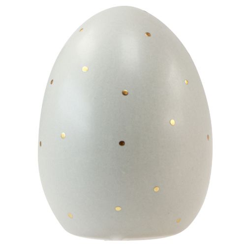 Article Décoration oeufs de Pâques en céramique gris or à pois 8,5cm 3 pcs