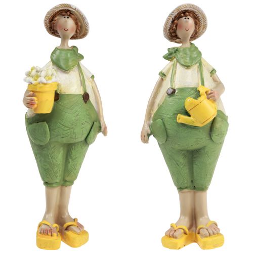 Article Figurines décoratives décoration de table de jardinier été vert jaune 16,5×5,5cm 2pcs