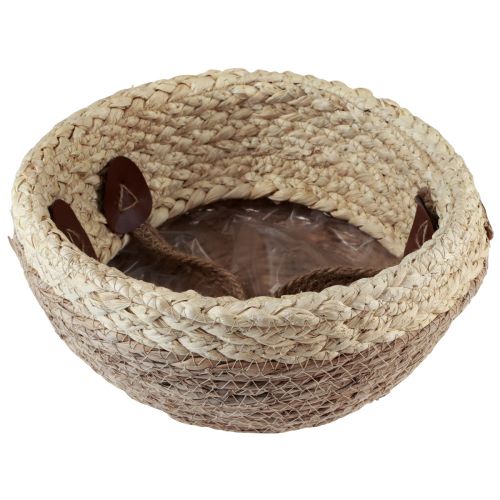 Article Corbeille jonc de mer bicolore avec anses Ø25cm H24cm