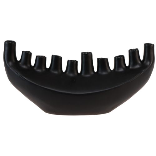 Vase Céramique Bateau Décoration de Table Noir Abstrait Moderne H15cm