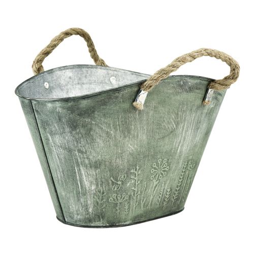 Pot de fleur avec anses sac métal jute 24,5×17×15,5cm