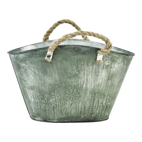 Floristik24 Pot de fleur avec anses sac métal jute 24,5×17×15,5cm