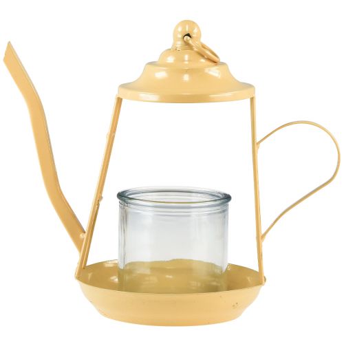 Article Photophore verre lanterne théière orange Ø13cm 22cm