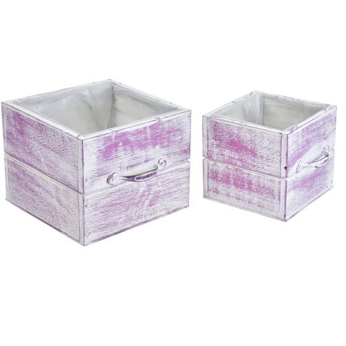 Article Tiroir à plantes avec poignée bois blanc rose 12/15cm lot de 2