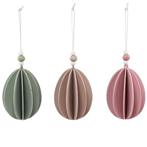 Floristik24 Oeufs de Pâques à suspendre oeufs en bois vert rose beige 6,5×9cm 6pcs