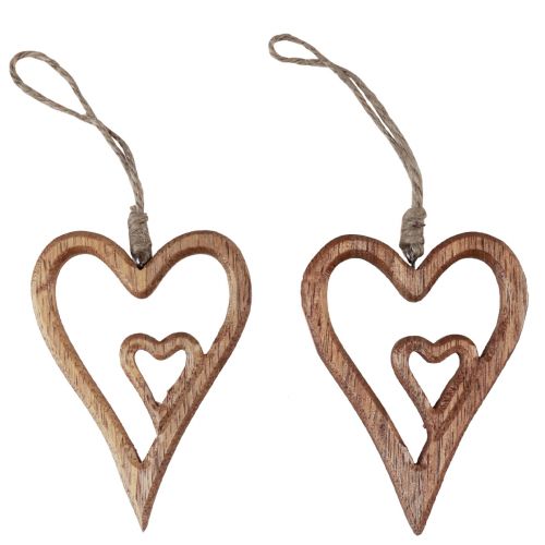 Coeur en bois coeurs en bois naturel à suspendre 8×11cm 4pcs