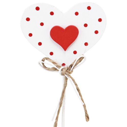 Article Coeurs en bois à pois, bouchons de fleurs 6×5cm 18 pcs