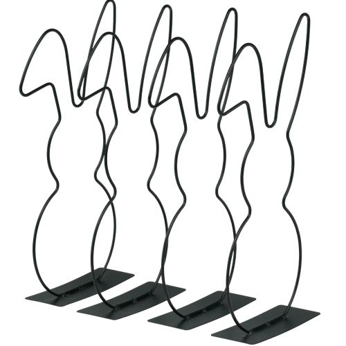 Support décoratif lapin en métal noir Pâques 30cm 4 pcs