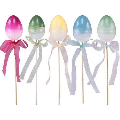 Floristik24 Bouchon de fleur Oeuf de Pâques oeufs en plastique colorés 4×5,5cm 10pcs