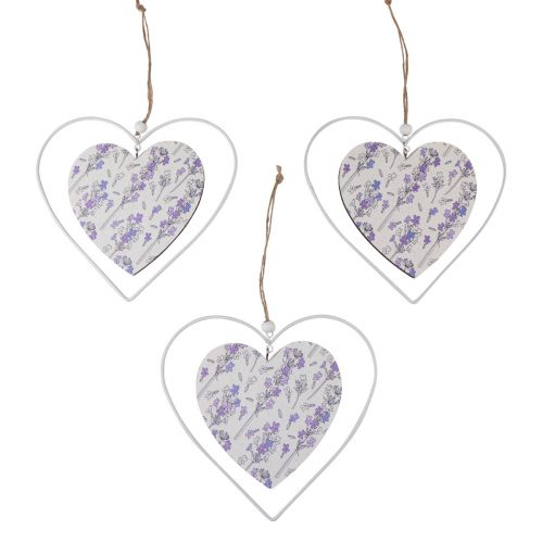 Article Coeurs décoratifs à suspendre lilas blanc 18,5×17cm 4 pcs