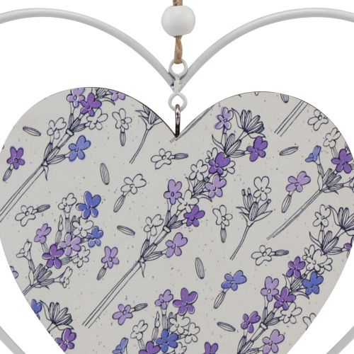 Article Coeurs décoratifs à suspendre lilas blanc 18,5×17cm 4 pcs