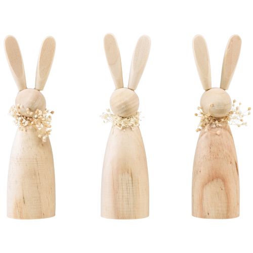 Décoration de lapins en bois Lapins de Pâques en bois naturel 5×4×15,5cm 3pcs