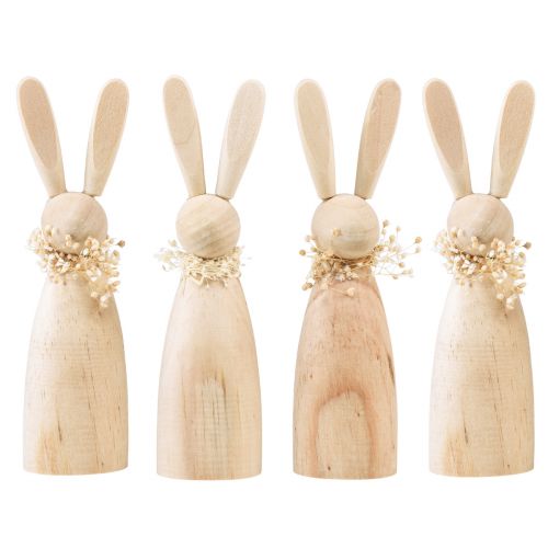 Lapins en bois lapins décoratifs décoration sèche naturelle 18×4×5cm 4pcs