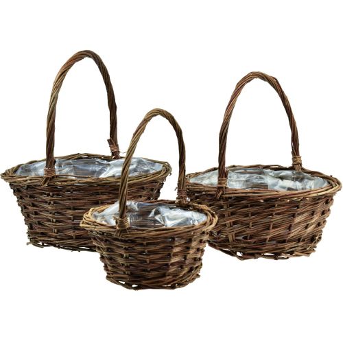 Floristik24 Panier avec anse panier plantes rond 27 23 19cm