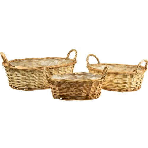 Floristik24 Panier à plantes panier tressé ovale saule 42/34/28cm lot de 3