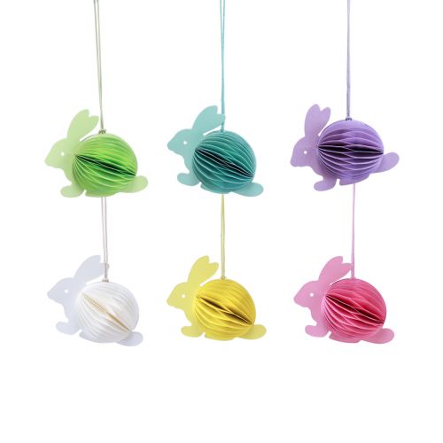 Floristik24 Lapins de Pâques en nid d&#39;abeille lapins assis à suspendre 7x4.5x6cm 5 pièces
