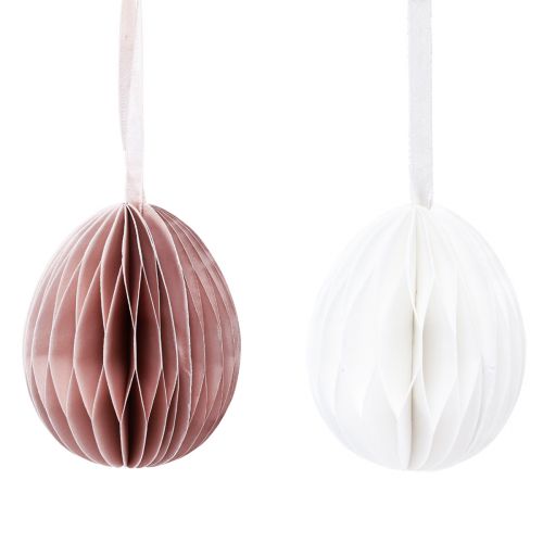 Oeufs de Pâques à suspendre oeufs en nid d&#39;abeille blanc orange 8cm 6 pcs