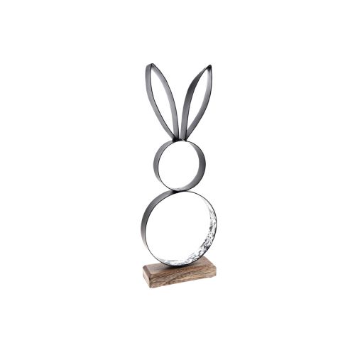 Floristik24 Décoration lapin de Pâques métal noir argent figure de Pâques 11×31cm