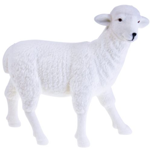 Floristik24 Figurine décorative mouton décoration de table Pâques blanc floqué 30×28cm