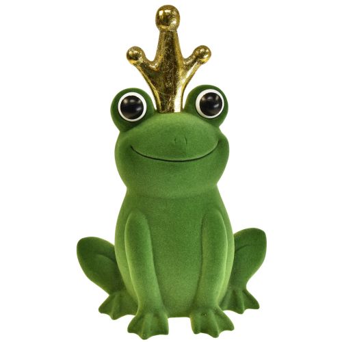 Floristik24 Grenouille déco, prince grenouille, décoration printanière, grenouille avec couronne dorée vert 40,5cm