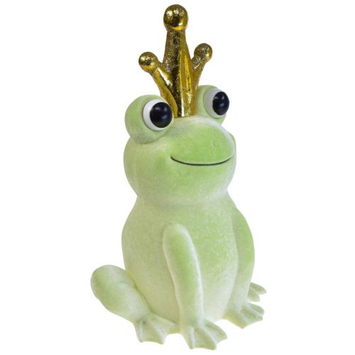 Article Grenouille déco, prince grenouille, décoration printanière, grenouille avec couronne dorée vert clair 40,5cm