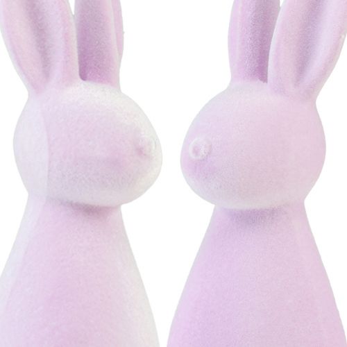 Article Lapins décoratifs floqués lapins de Pâques violet clair 8×10×29cm 2pcs