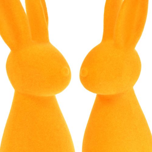 Article Lapins de Pâques orange floqués lapins de décoration de Pâques 8x10x29cm 2pcs