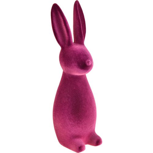 Floristik24 Décoration de lapin de Pâques floquée violet 15 × 15,5 × 47 cm