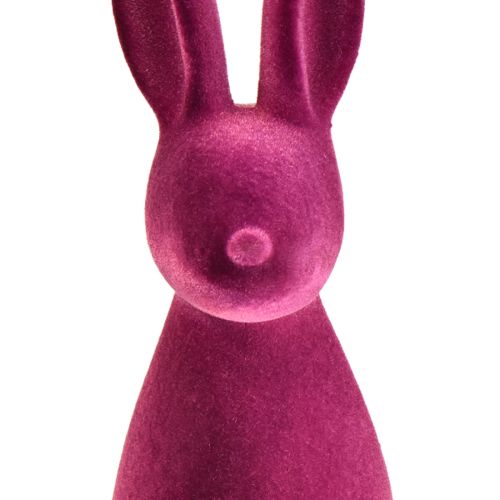Article Décoration de lapin de Pâques floquée violet 15 × 15,5 × 47 cm