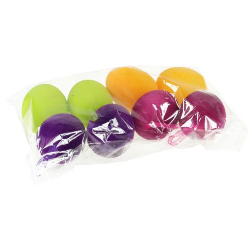 Article Oeufs de Pâques décoratifs à suspendre colorés floqués H8cm 8 pcs
