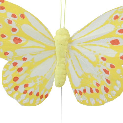 Article Papillons décoratifs sur plumes en fil orange jaune 7×11cm 12 pcs