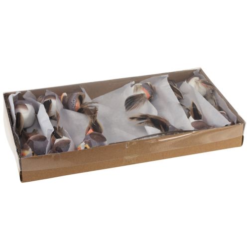 Floristik24 Oiseau en plumes sur fil oiseau décoratif avec plumes gris 4cm 12 pcs