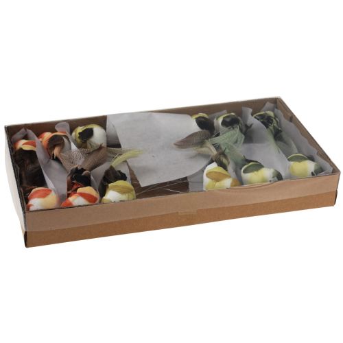 Floristik24 Oiseau en plumes sur fil oiseau décoratif avec plumes vert 4cm 12 pcs