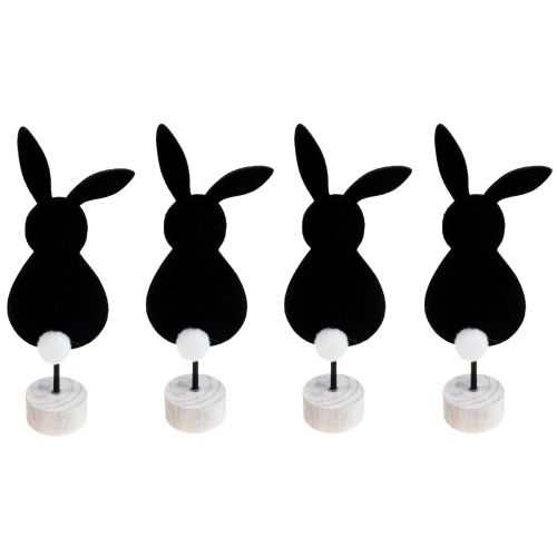 Support de décoration de table lapins de Pâques feutre noir 28,5cm 4pcs