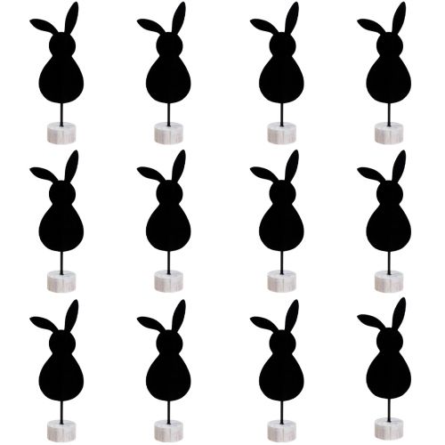 Article Déco de table Petits lapins de Pâques Feutre noir 19cm 12pcs