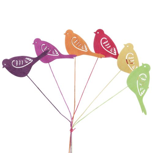 Article Décoration de printemps bouchons de fleurs décoration d&#39;oiseau en bois 28cm 18 pcs