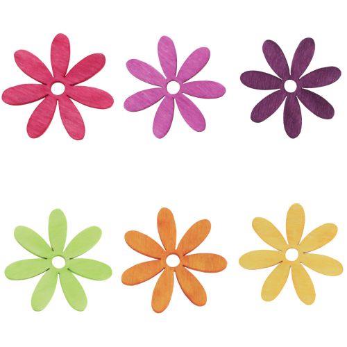 Article Décoration de table fleurs en bois décoration d&#39;été colorée Ø4cm 72 pcs