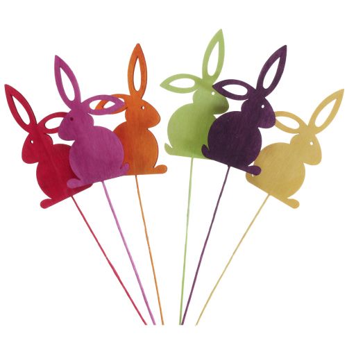 Lapins de Pâques en pompon sur pique de fleurs 28cm 16pcs