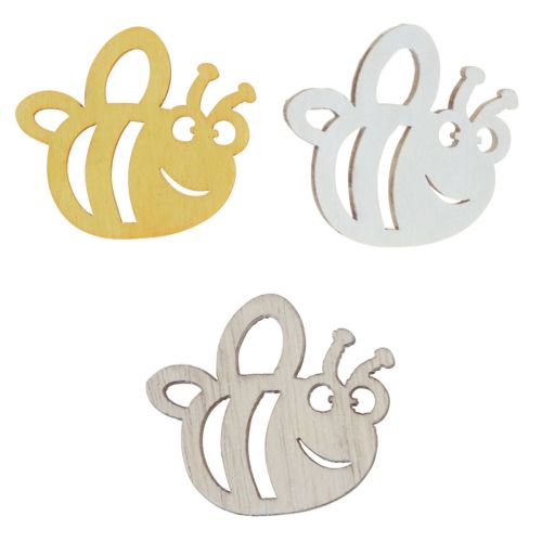 Article Décoration dispersée abeilles en bois décoration de table été 4×3,5 cm 72 pcs