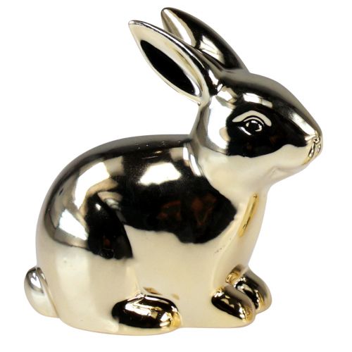 Floristik24 Lapins de Pâques dorés en céramique assis aspect métal 5,5 cm 6pcs