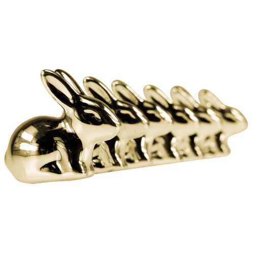 Floristik24 Lapins de Pâques dorés en céramique assis aspect métal 5,5 cm 6pcs