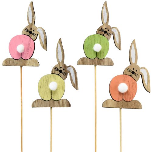 Bouchons de fleurs en bois lapin de Pâques Pâques coloré H8cm 12 pcs