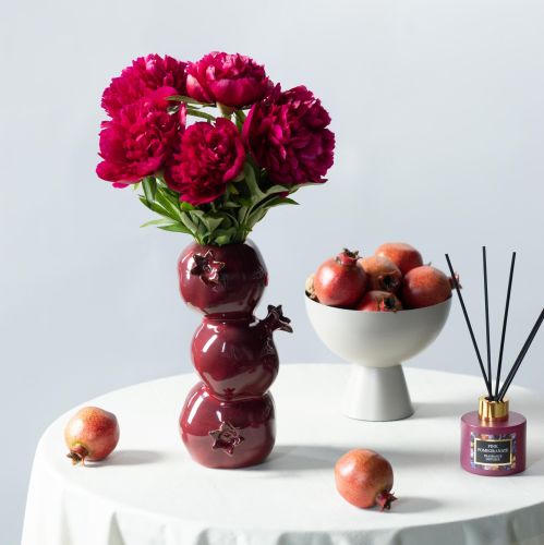 Floristik24 Vase en céramique fleur de grenade rouge foncé H23,5cm